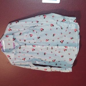 Poplin floral print button down shirt. Was from Old Navy but cut off top tag